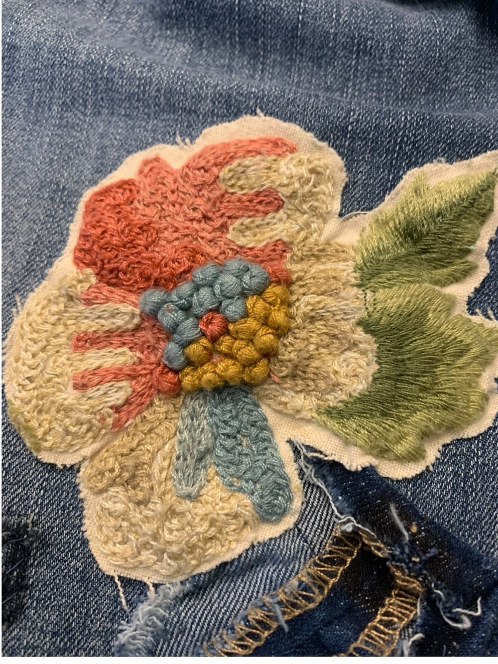 Upcycled Patchwork Cottage Core Cropped Jeans Sz 16W - Picture 6 of 11